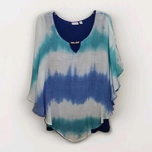 Kim Rogers 1X Tie-Dye Poncho Blouse – Breezy Boho Style